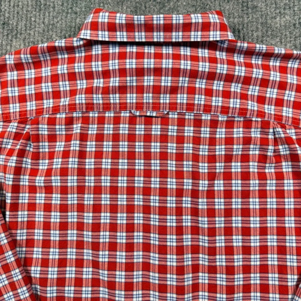 LL Bean Mens XL Regular Red Plaid Button Down Shirt Cotton Long Sleeve 285277 - Picture 9 of 12